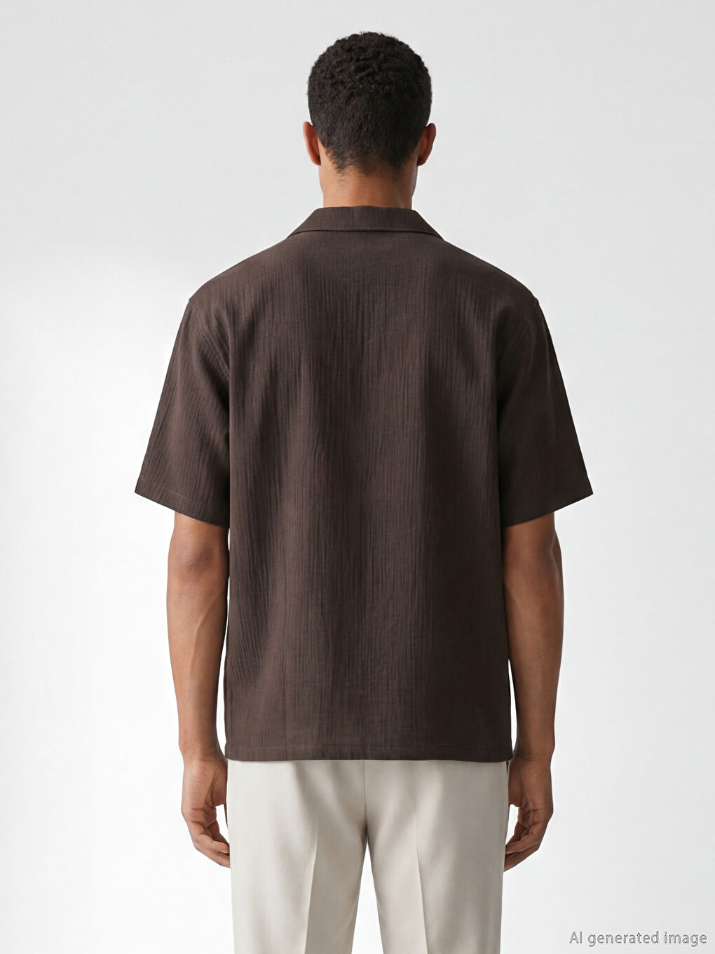 Kahverengi Regular Fit Resort Yaka Müslin Erkek Gömlek-3