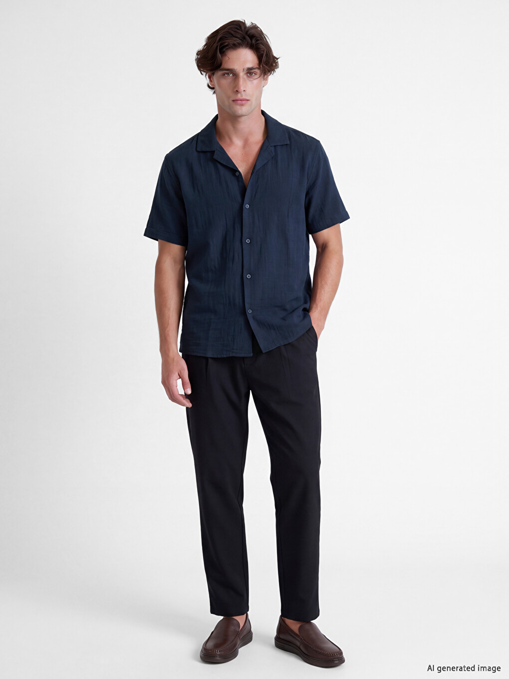 Standard Fit Muslin Men's Textured Shirt-1