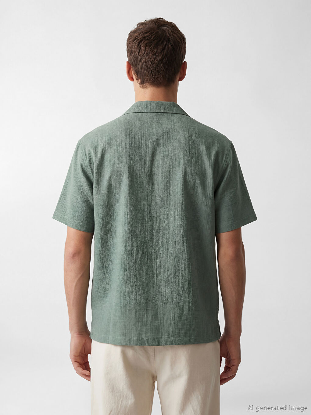 Petrol Regular Fit Resort Yaka Müslin Erkek Gömlek-3