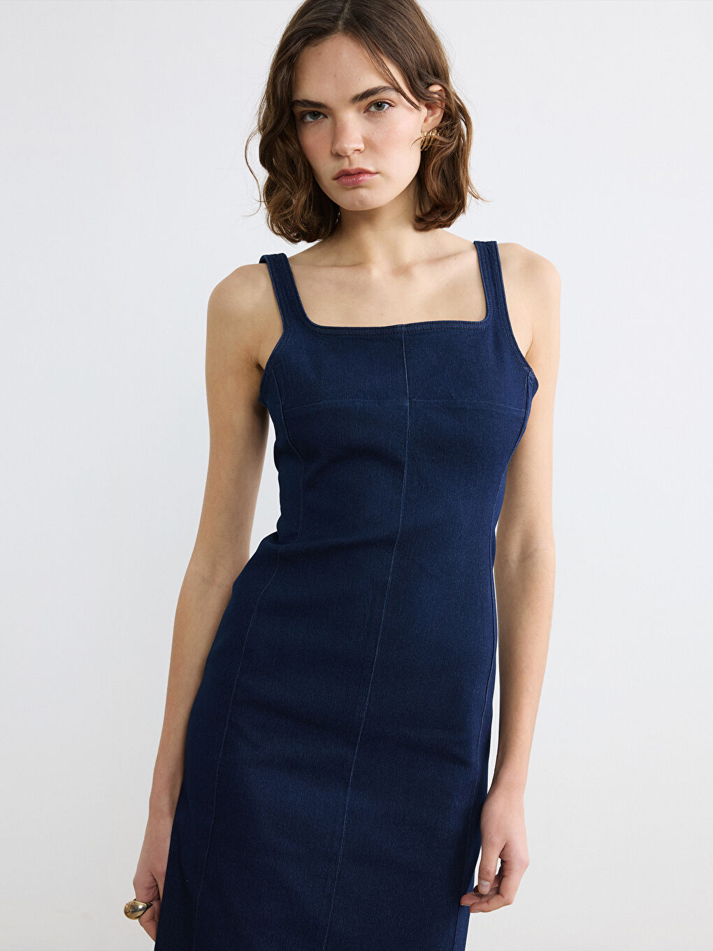 Жена Индиго Рокля от дънков плат-1