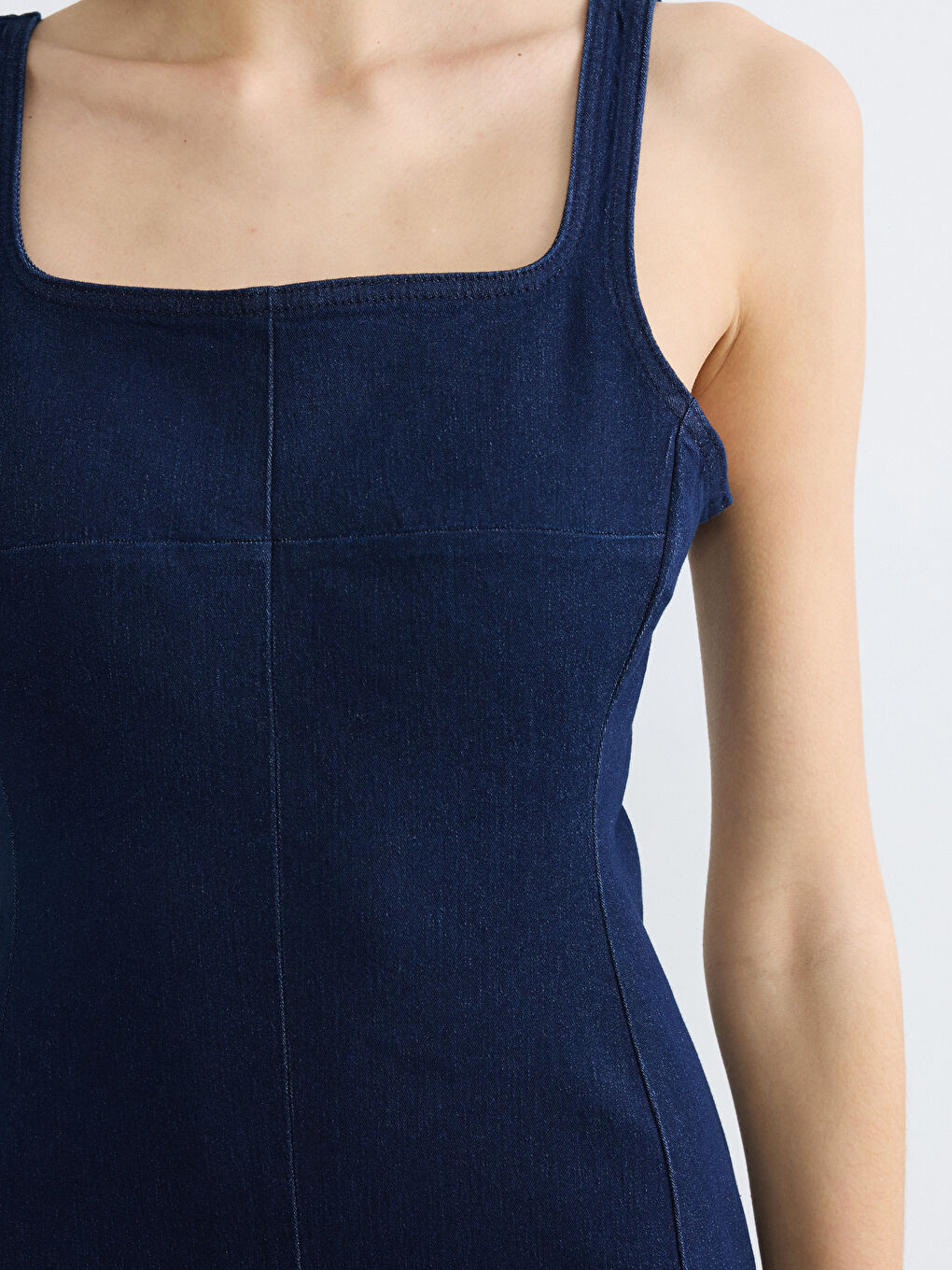 Жена Индиго Рокля от дънков плат-2