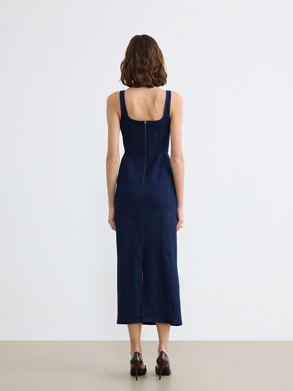 Жена Индиго Рокля от дънков плат-3