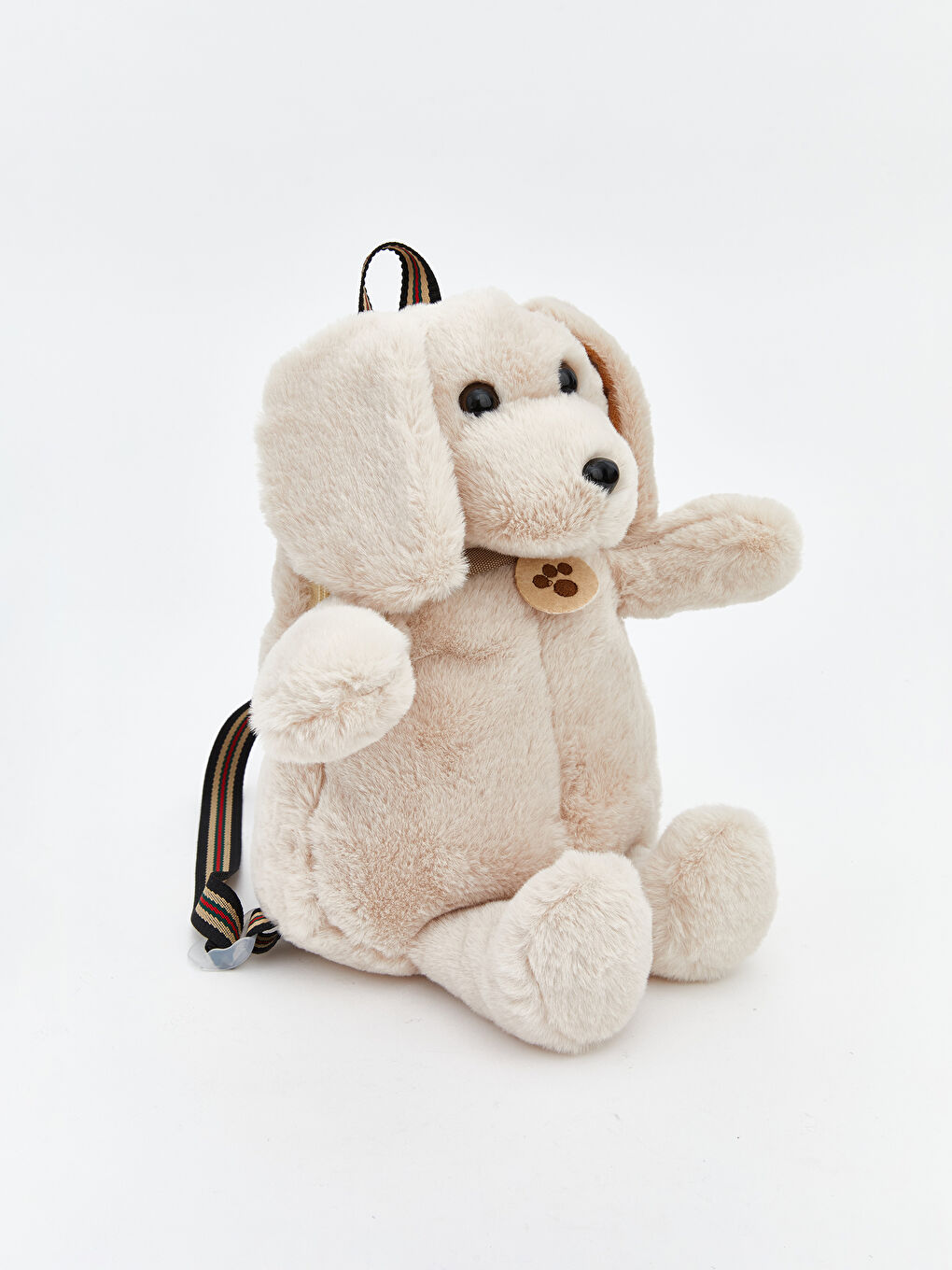 Bej Hayvan Figürlü Erkek Çocuk Pelüş Sırt Çantası-1