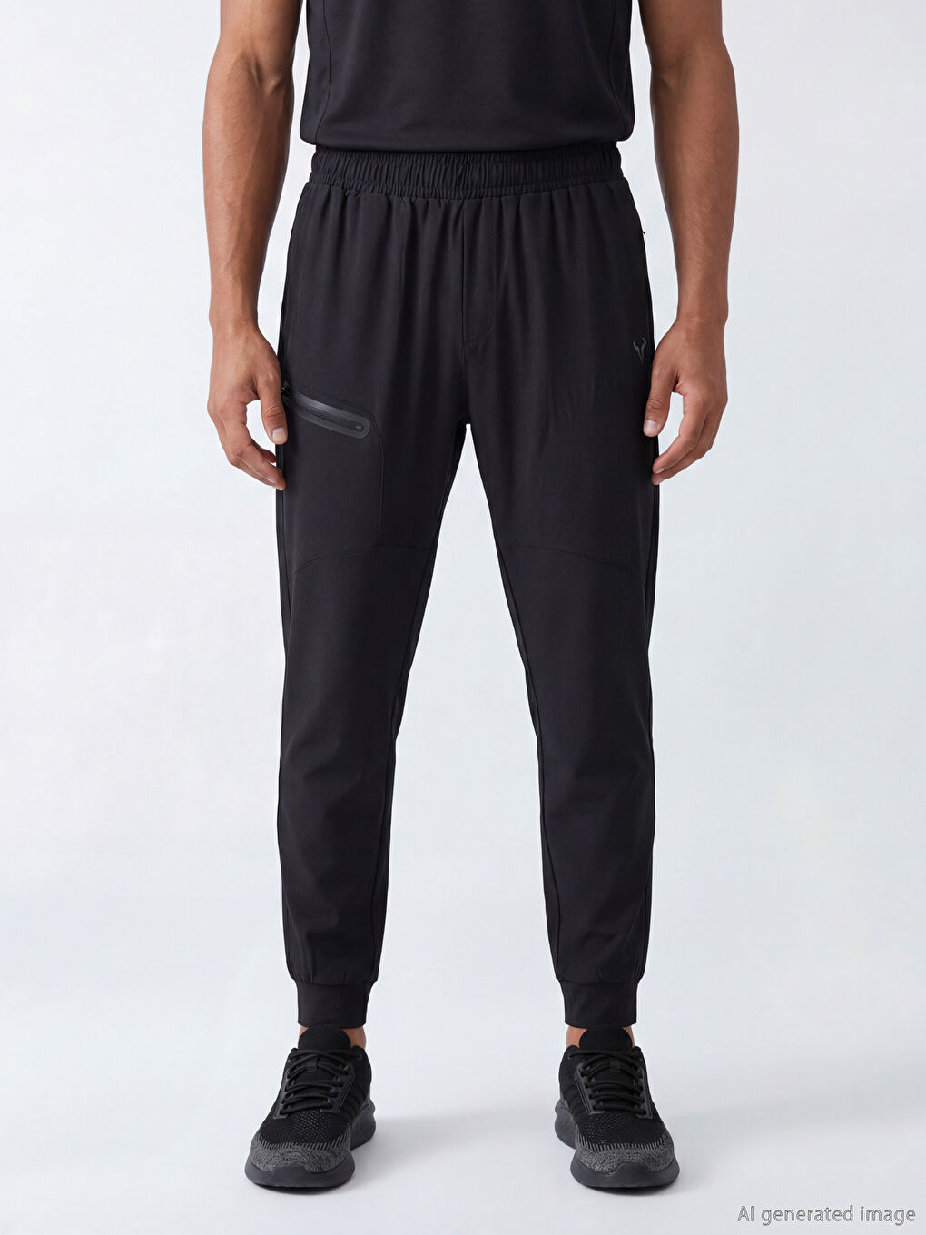 بنطال رياضي رياضي أسود رجل-1