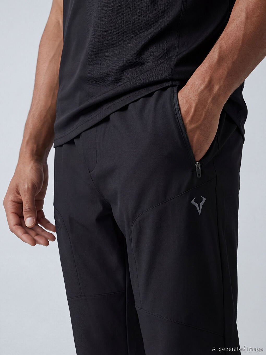 بنطال رياضي رياضي أسود رجل-2