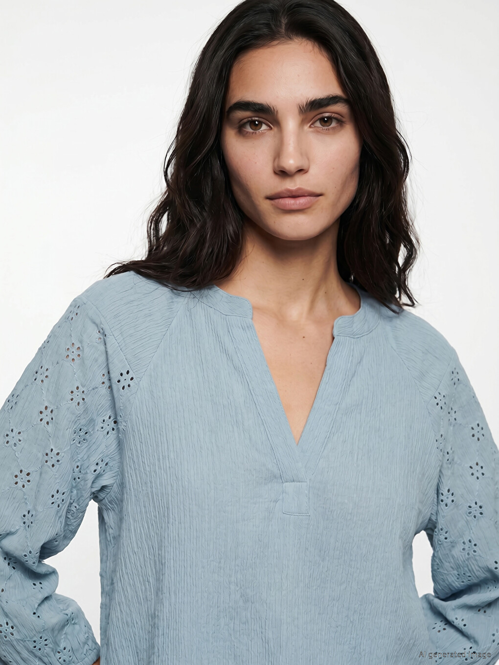 V Neck Embroidered Raglan Sleeve Women's Body-3