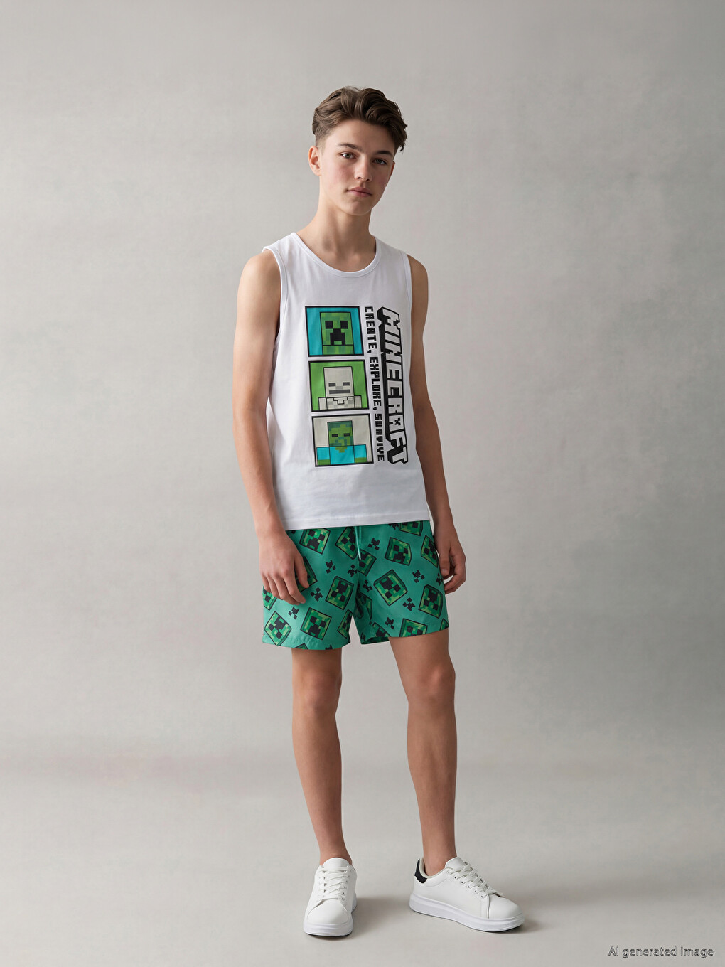 Minecraft Printed Boys' Swimwear Set
