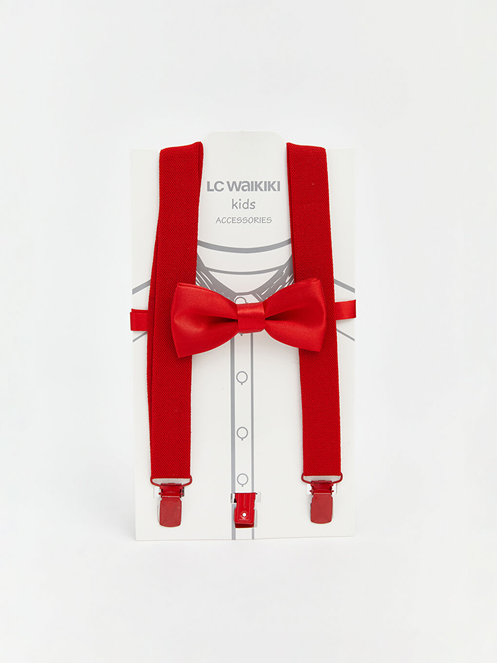 Kırmızı Erkek Bebek Papyon ve Pantolon Askısı-1
