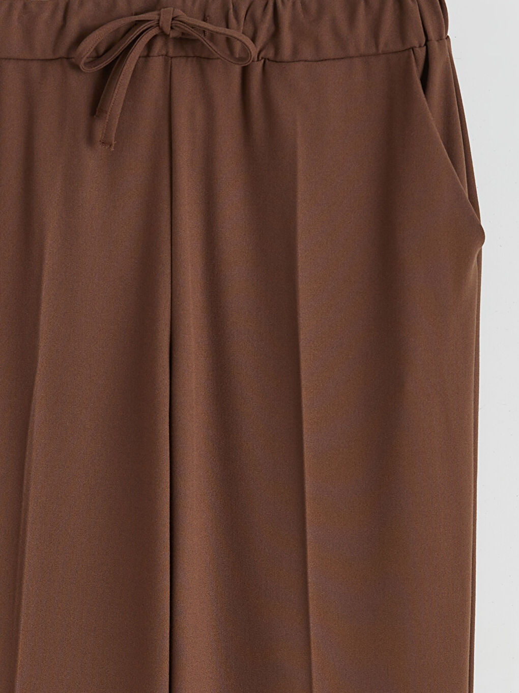 Kahverengi Beli Lastikli Kadın Pantolon-5