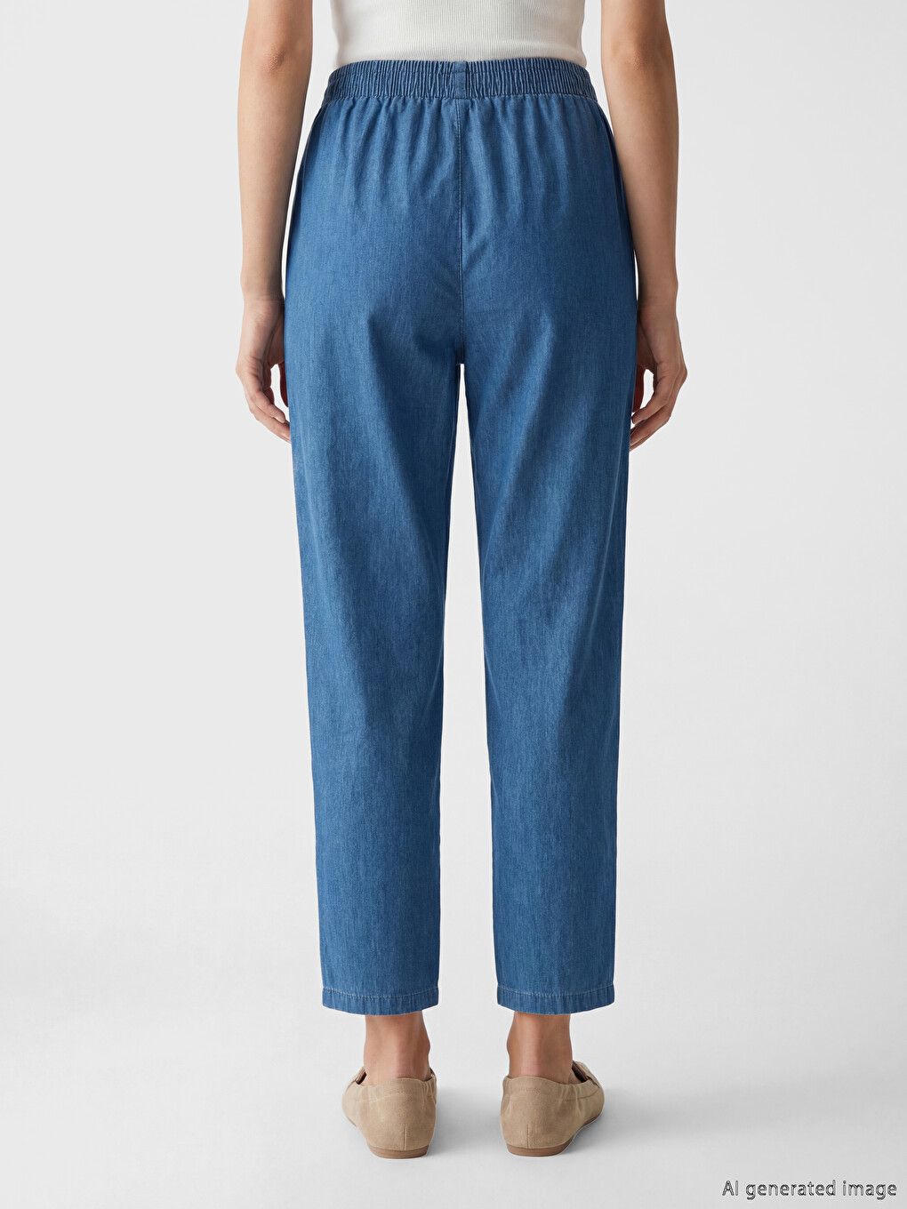 Elastic Waist Straight Fit Women's Jeans-3