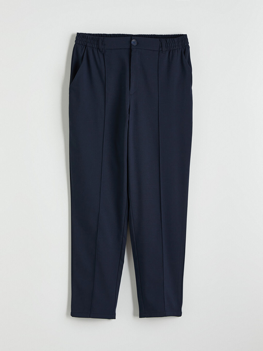 Lacivert Beli Lastikli Dikiş Detaylı Kadın Pantolon-4