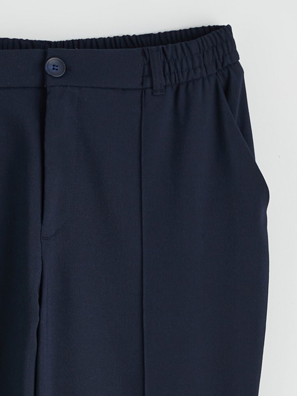Lacivert Beli Lastikli Dikiş Detaylı Kadın Pantolon-5