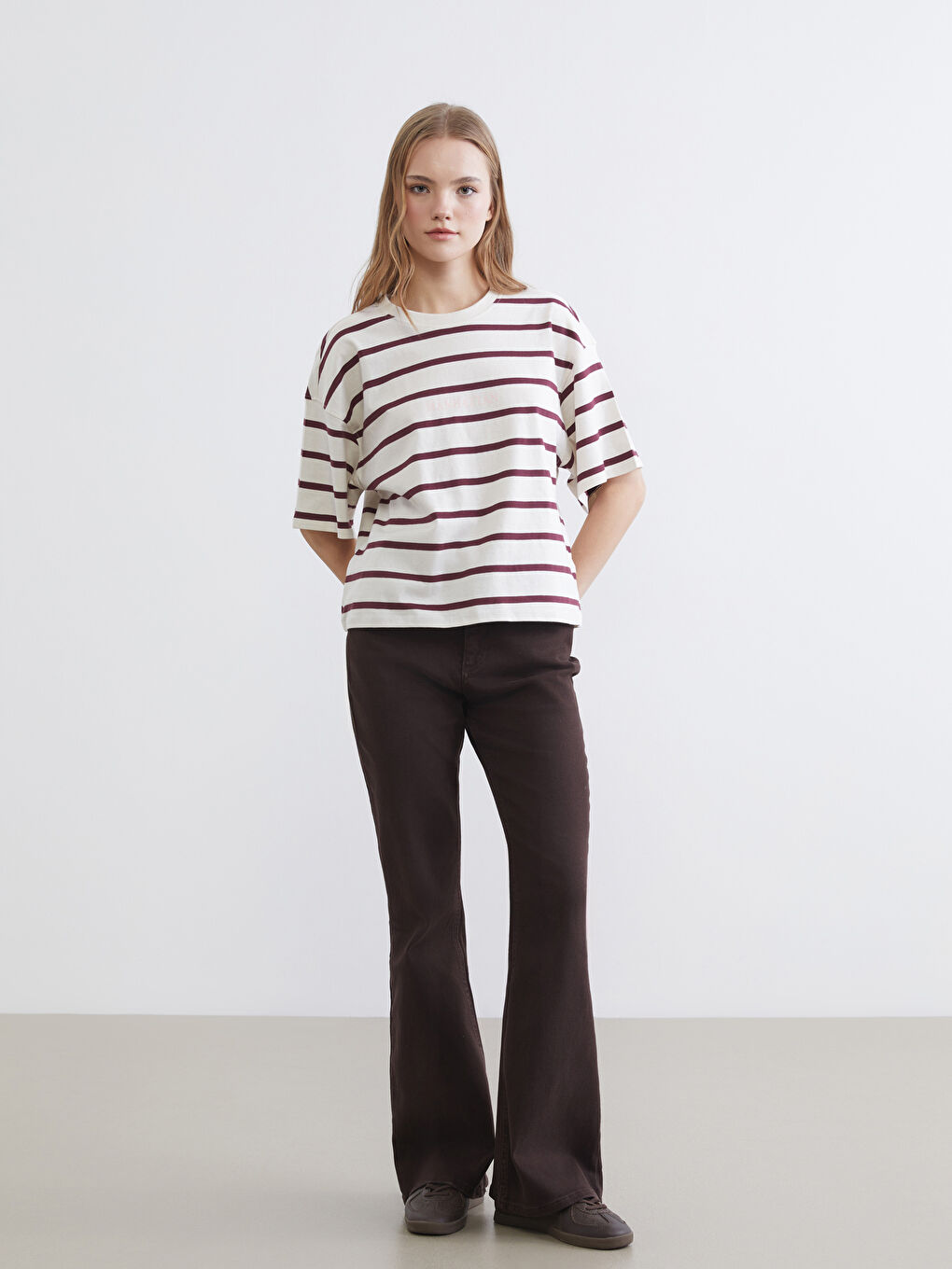 Žena BORDO Majica kratkih rukava-1