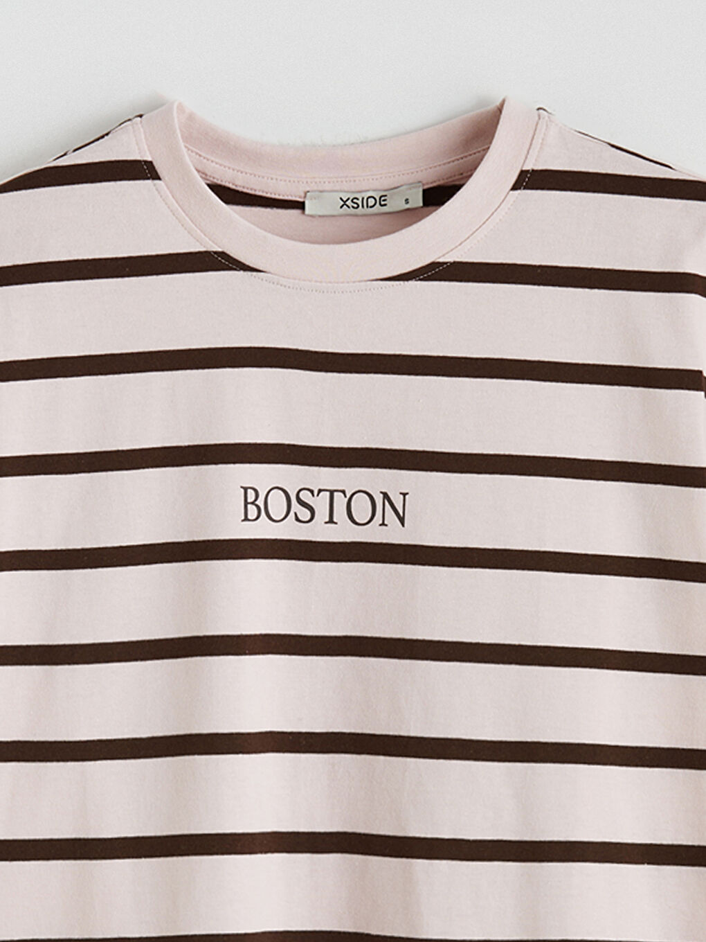 Rundhals Gestreiftes Oversize Damen T-Shirt-5