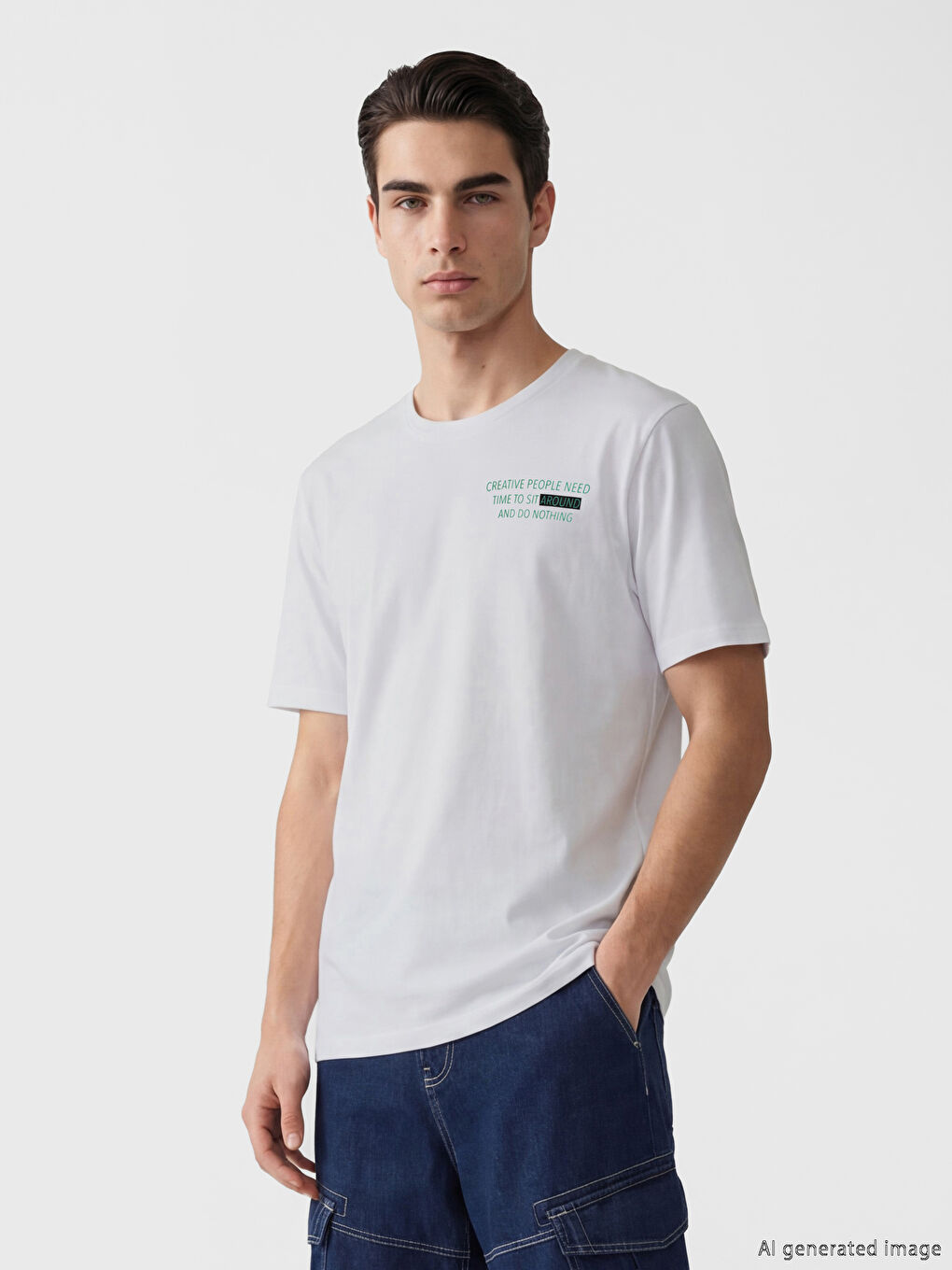 Crew Neck Printed Jersey Men's T-Shirt