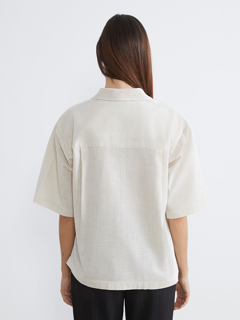 Oversize Linen-Look Women's Shirt-4