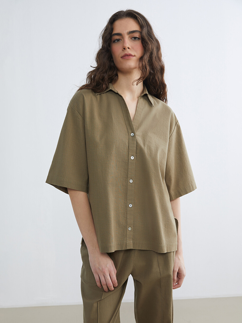 Oversize Linen-look Women's Shirt
