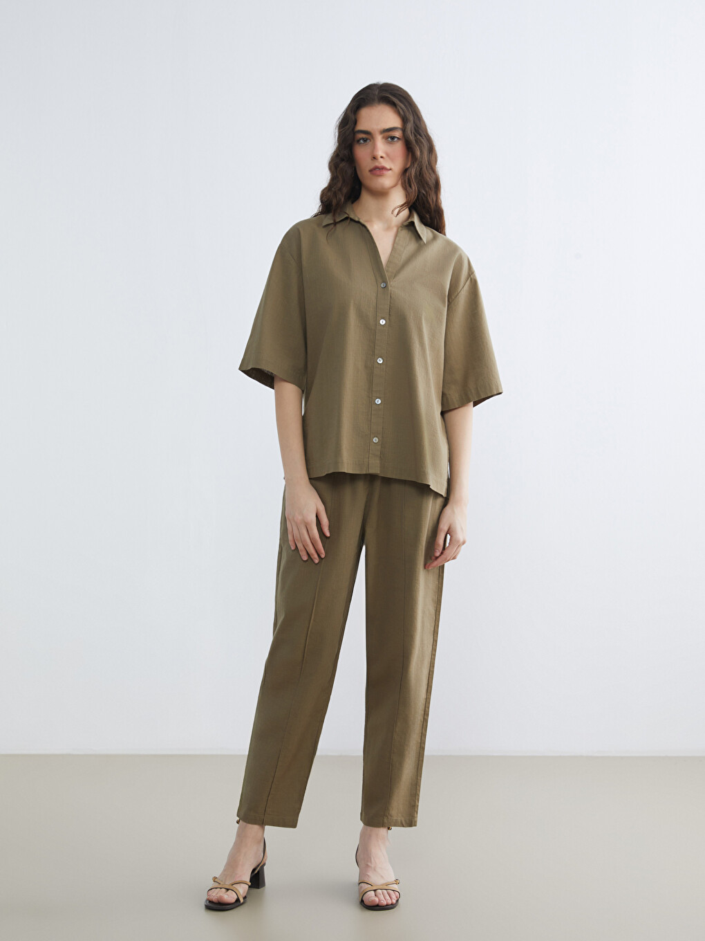 Oversize Linen-look Women's Shirt-1