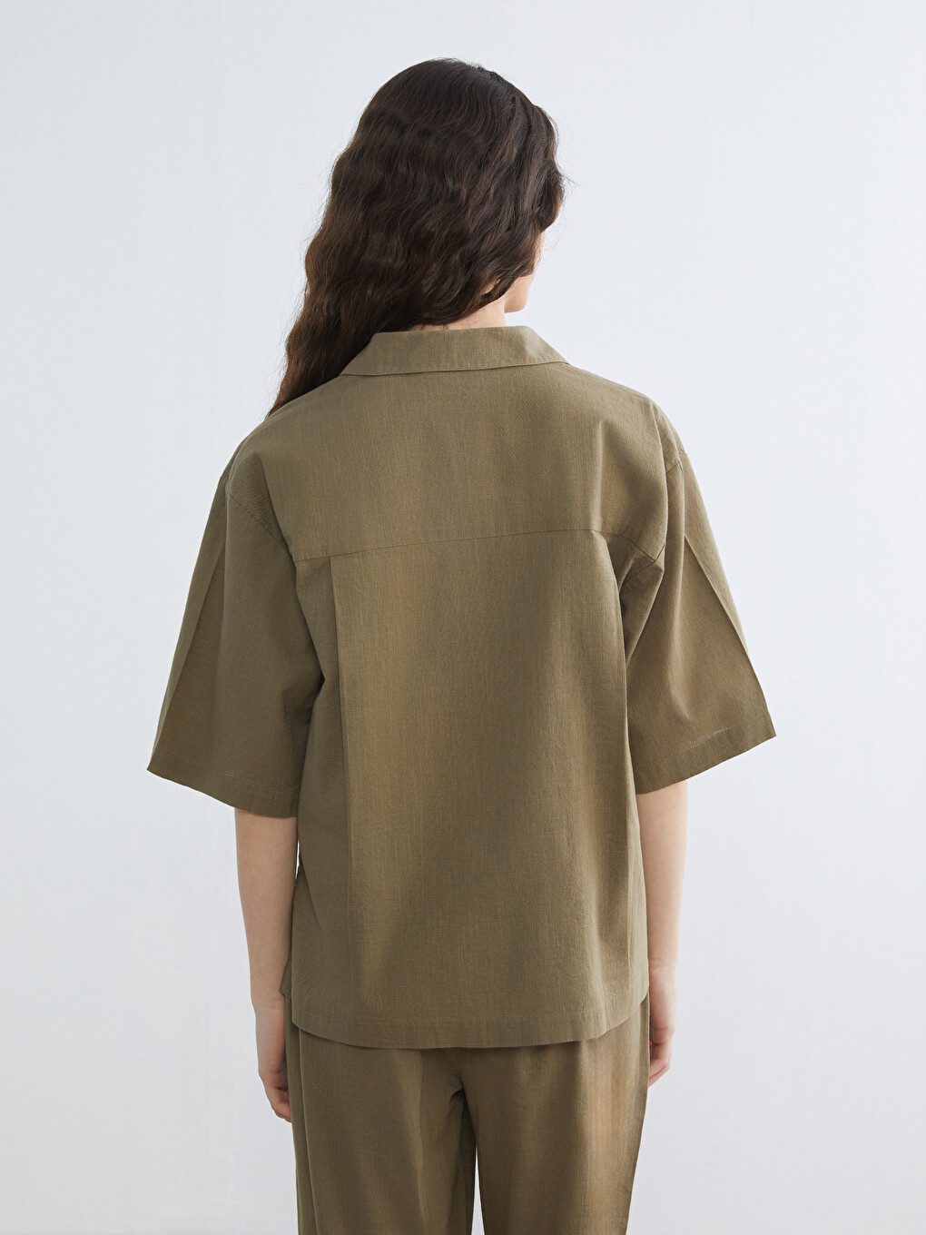 Oversize Linen-look Women's Shirt-3