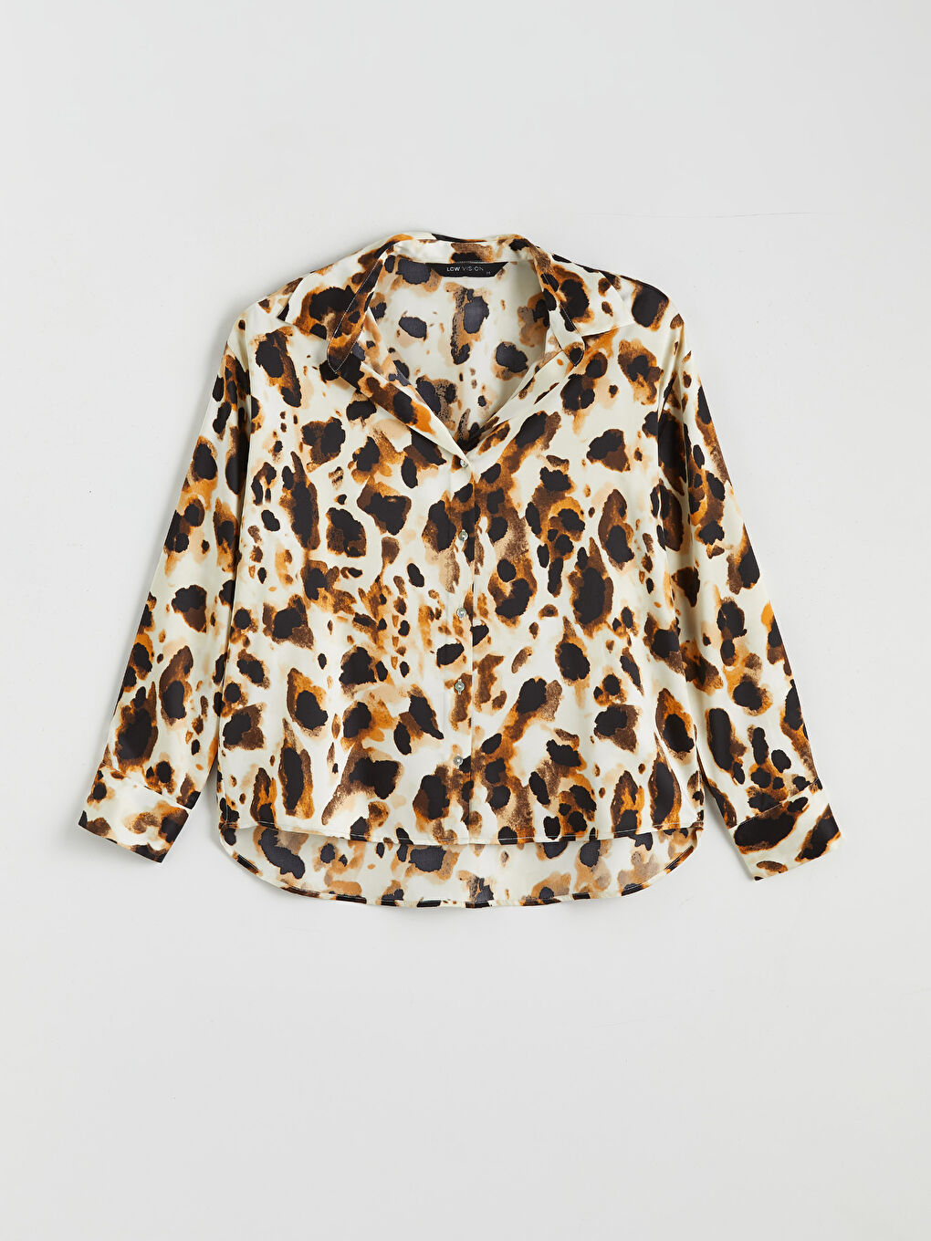 Риза от сатен с леопардов принт, овърсайз, за жени-4