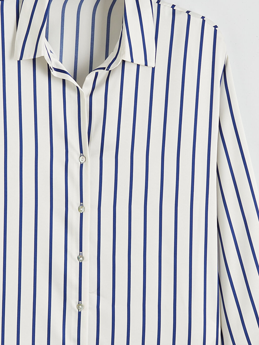 Striped Oversize Satin Women's Shirt-5