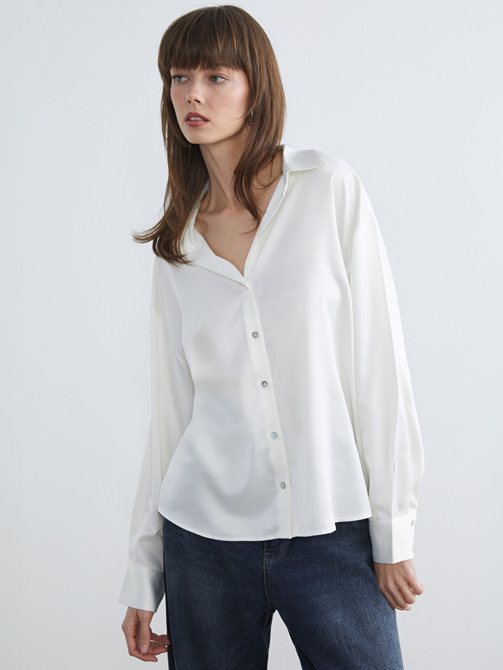 Υπερμεγέθη Σατέν Πουκάμισο για Γυναίκες