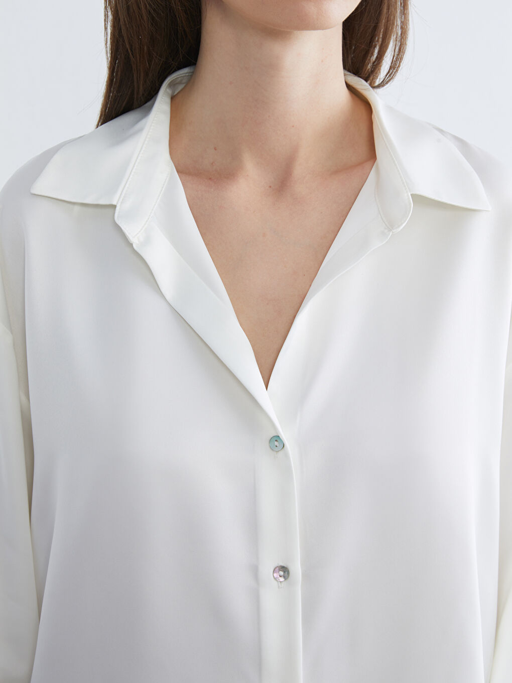 Υπερμεγέθη Σατέν Πουκάμισο για Γυναίκες-2