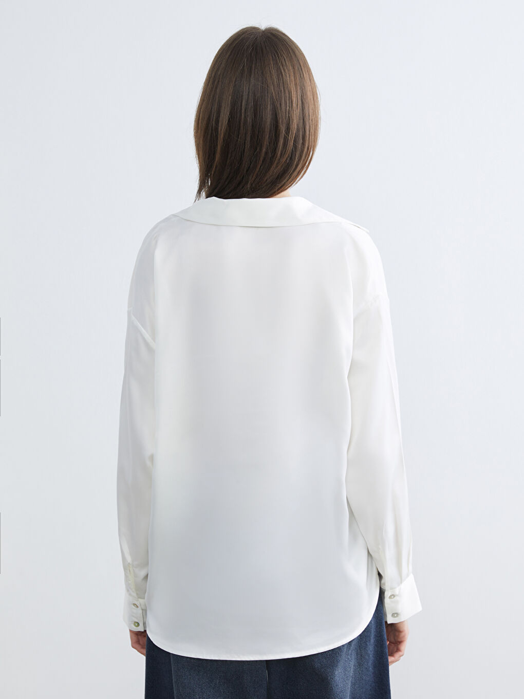 Υπερμεγέθη Σατέν Πουκάμισο για Γυναίκες-3