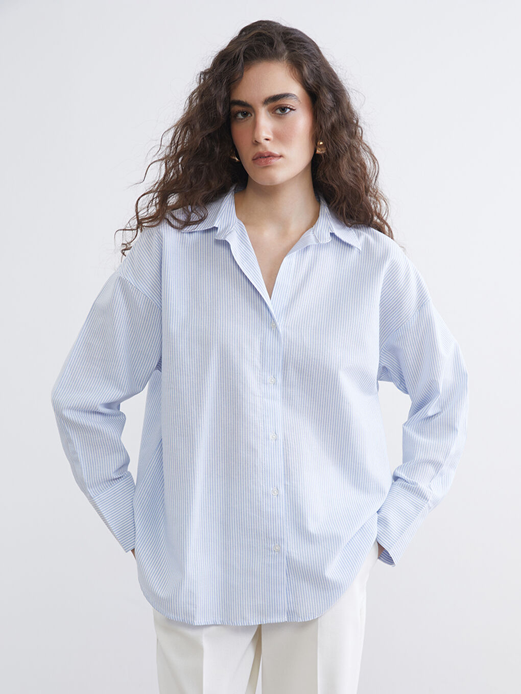 Striped Oversize Women's Oxford Shirt