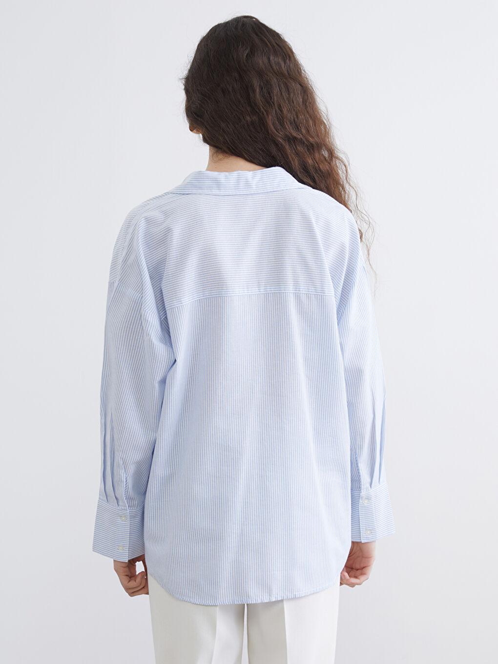 Striped Oversize Women's Oxford Shirt-3