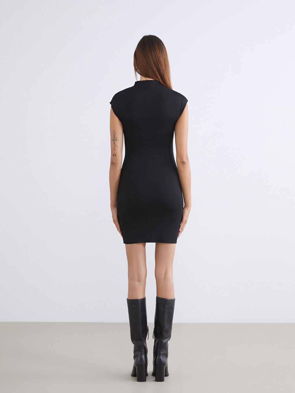 Mock Neck Bodycon Mini Dress-3