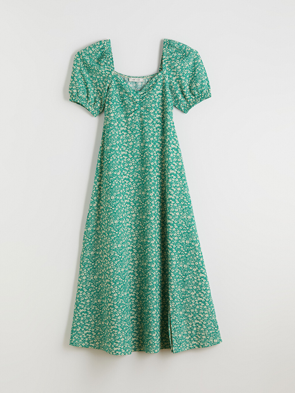 Robe Froncée À Encolure Cœur À Manches Bouffantes Florale-4