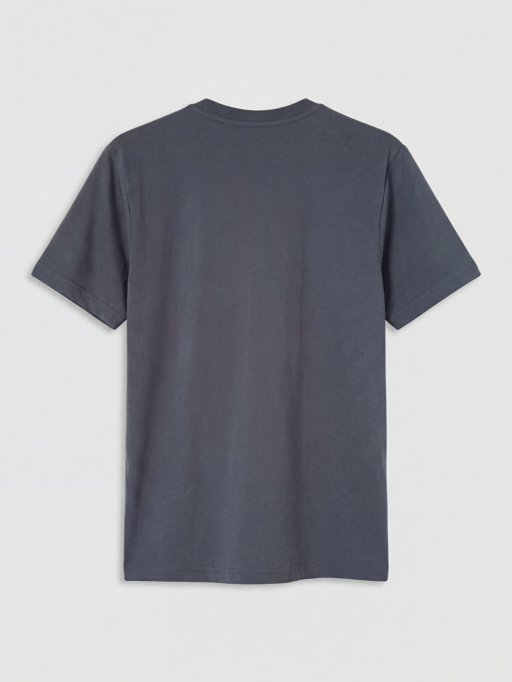 Antrasit Bisiklet Yaka Baskılı Erkek Tişört-1