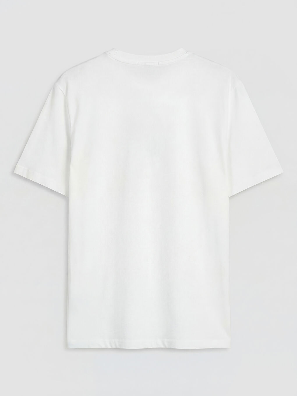 Beyaz Bisiklet Yaka Baskılı Erkek Tişört-1