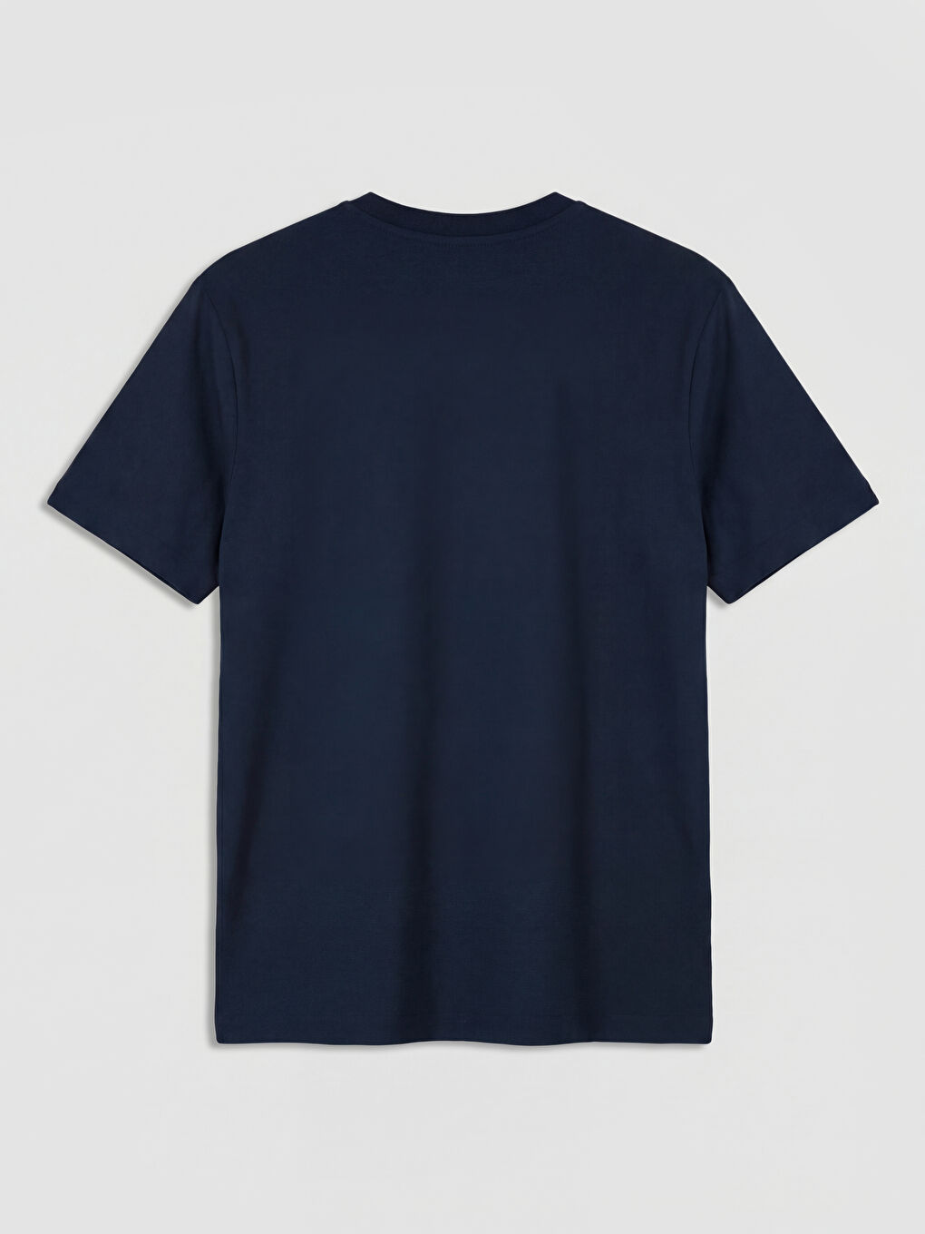 Lacivert Bisiklet Yaka Baskılı Erkek Tişört-1