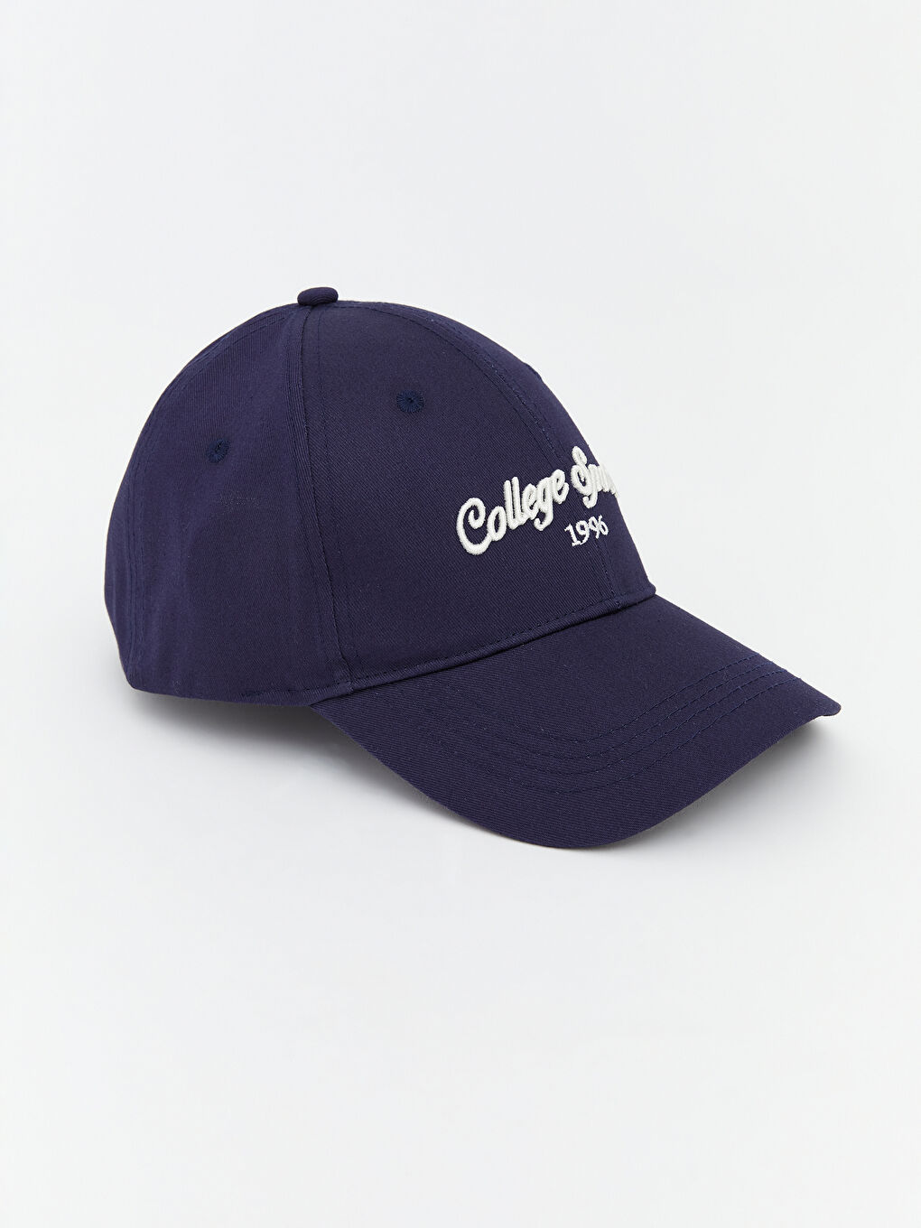 Lacivert Yazı Nakışlı Kadın Kep Şapka -1