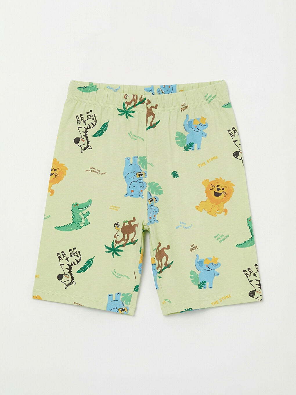 Yeşil Baskılı Erkek Çocuk Şortlu Pijama Takımı-3