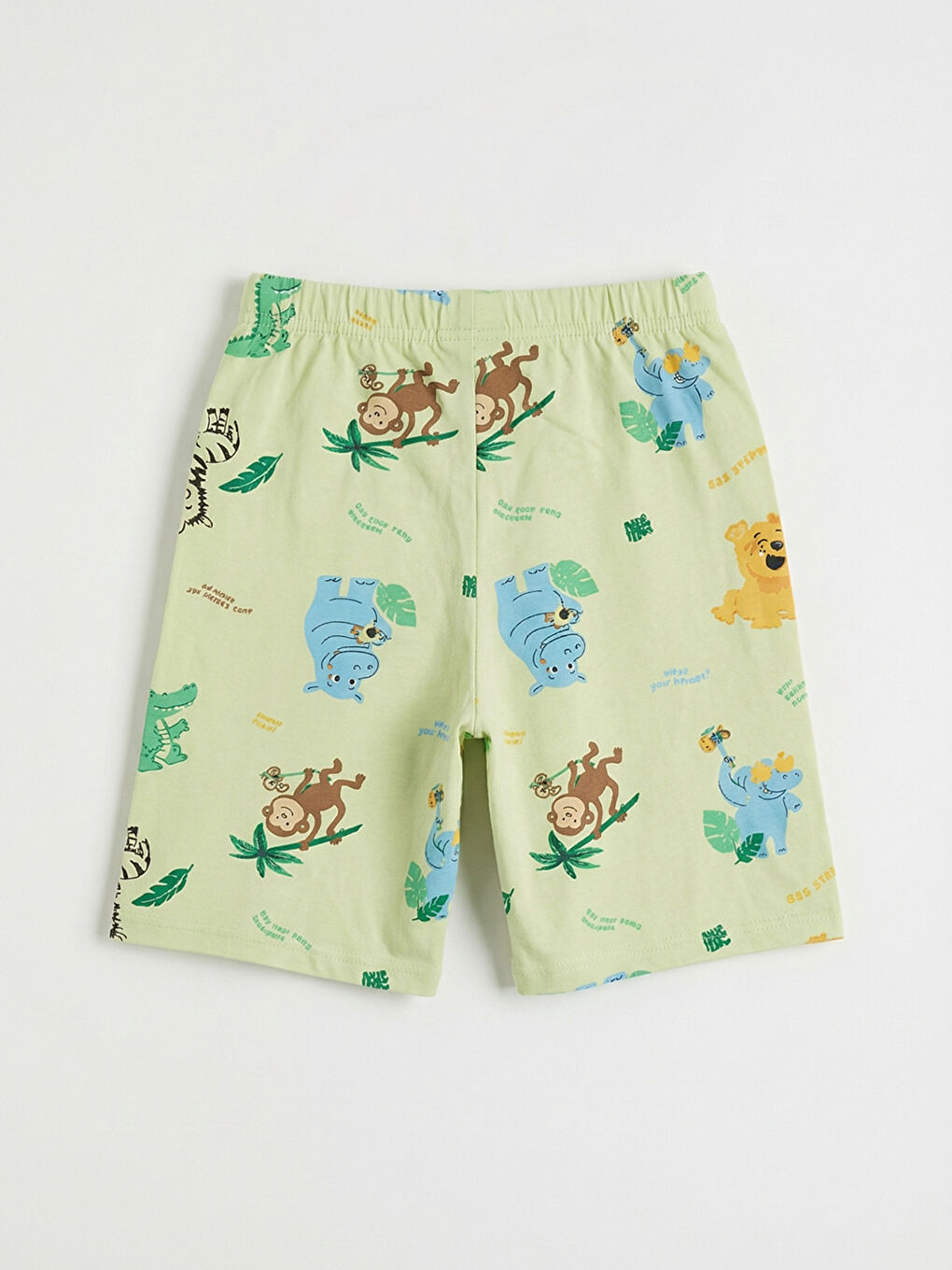 Yeşil Baskılı Erkek Çocuk Şortlu Pijama Takımı-4