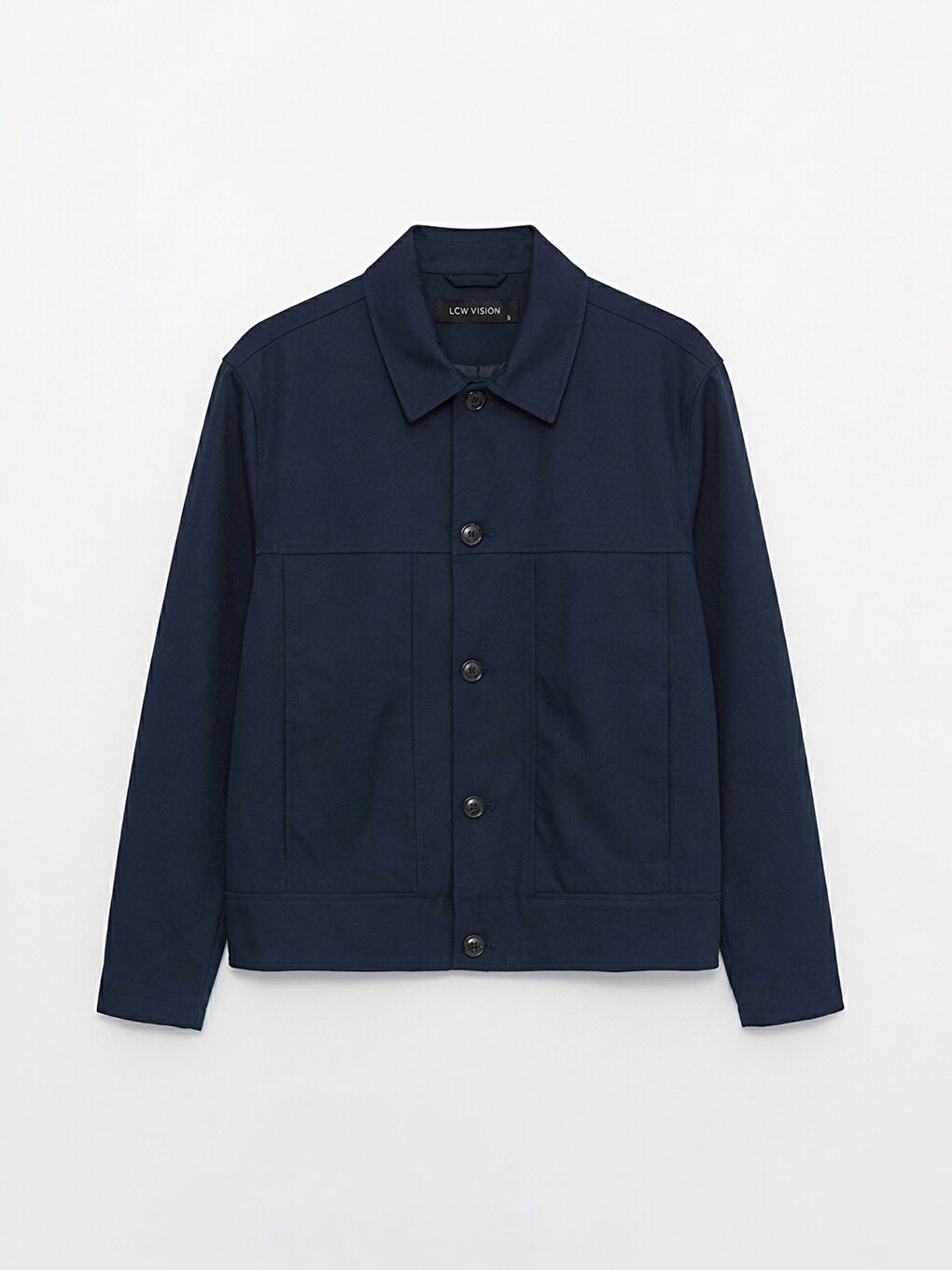 Lacivert Gabardin Rahat Kalıp Gömlek Yaka Erkek Mont-5