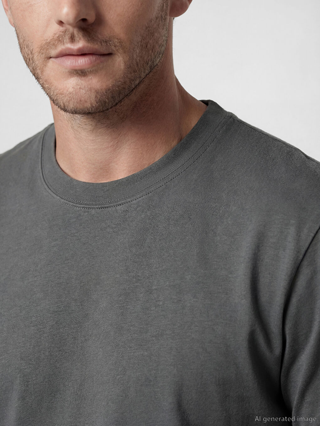 تي شيرت رجالي بقصة ضيقة وياقة دائرية-2