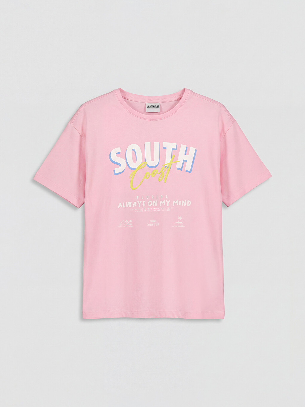 Pembe Florida Baskılı Kız Çocuk Tişört