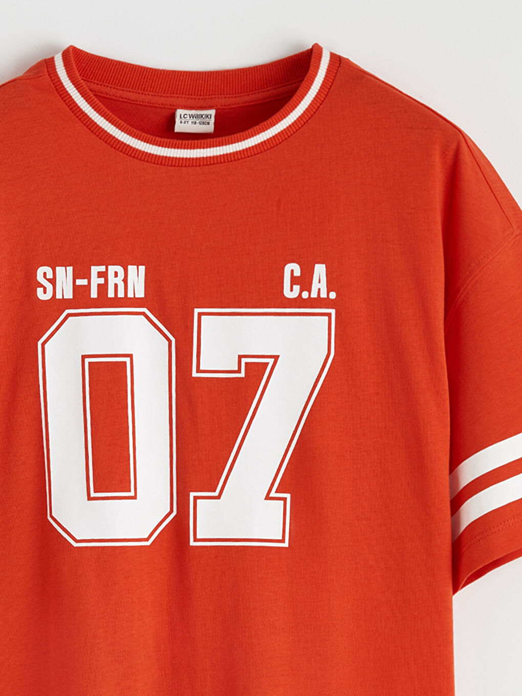 Kırmızı Bisiklet Yaka Kız Çocuk Baskılı Tişört-2