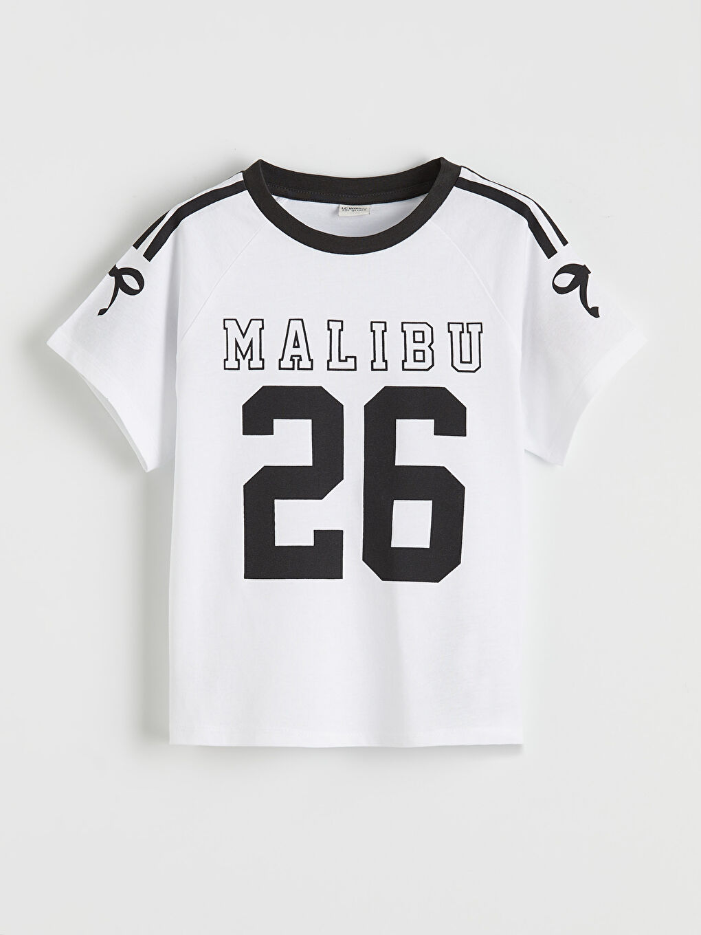 Beyaz Malibu Baskılı Kız Çocuk Tişört