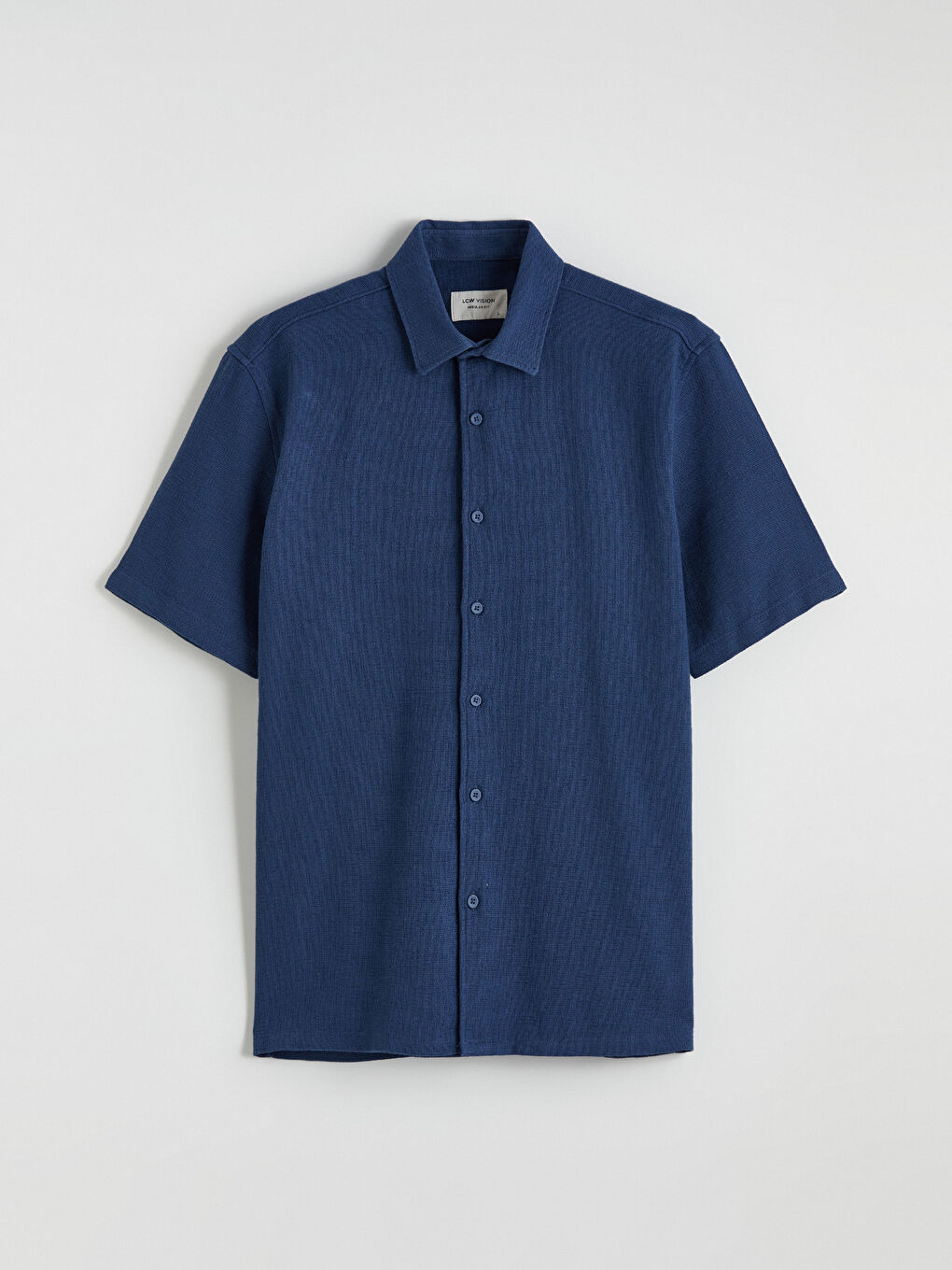 Mavi Regular Fit Keten Görünümlü Erkek Gömlek