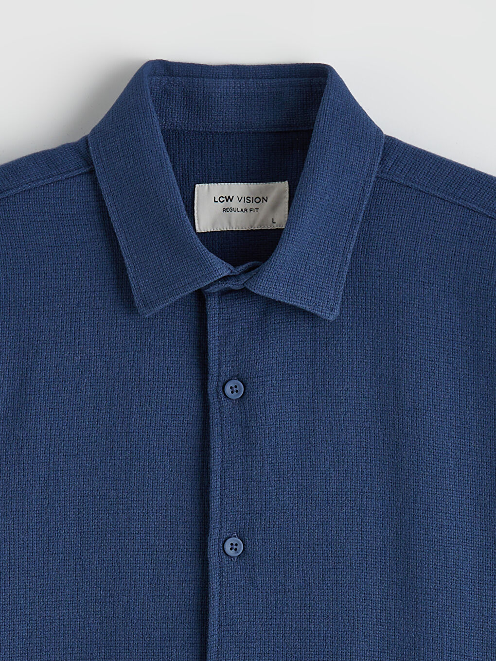 Mavi Regular Fit Keten Görünümlü Erkek Gömlek-1