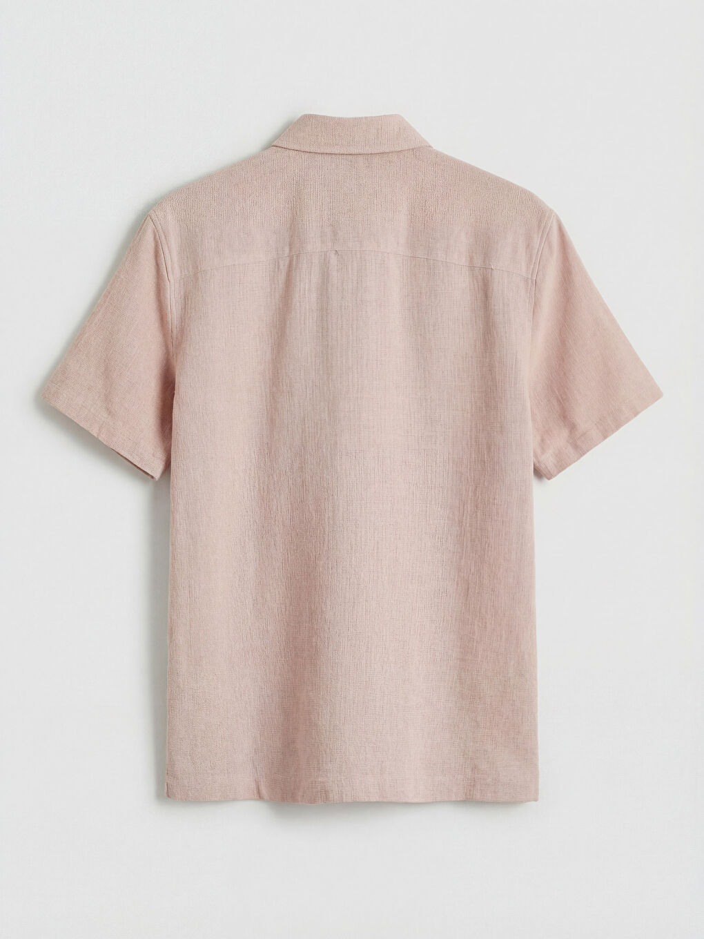 Pembe Regular Fit Keten Görünümlü Erkek Gömlek-1