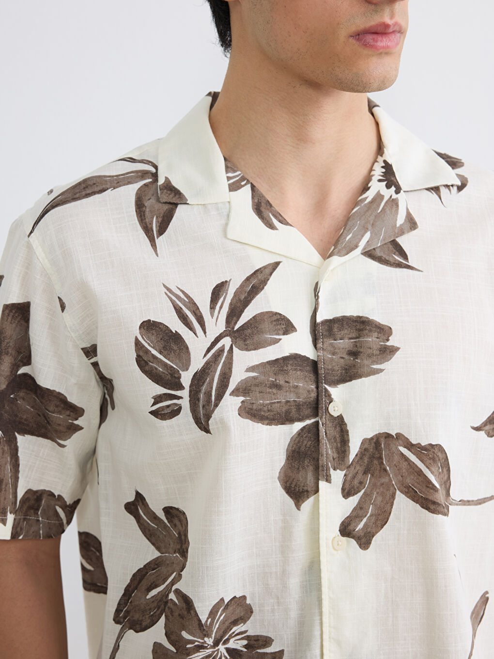 Cămașă Bărbați cu Guler Resort cu Imprimeu Floral-2