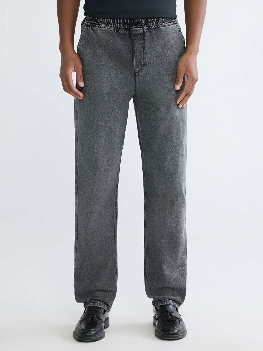 Antrasit Baggy Fit Erkek Jean Pantolon-1
