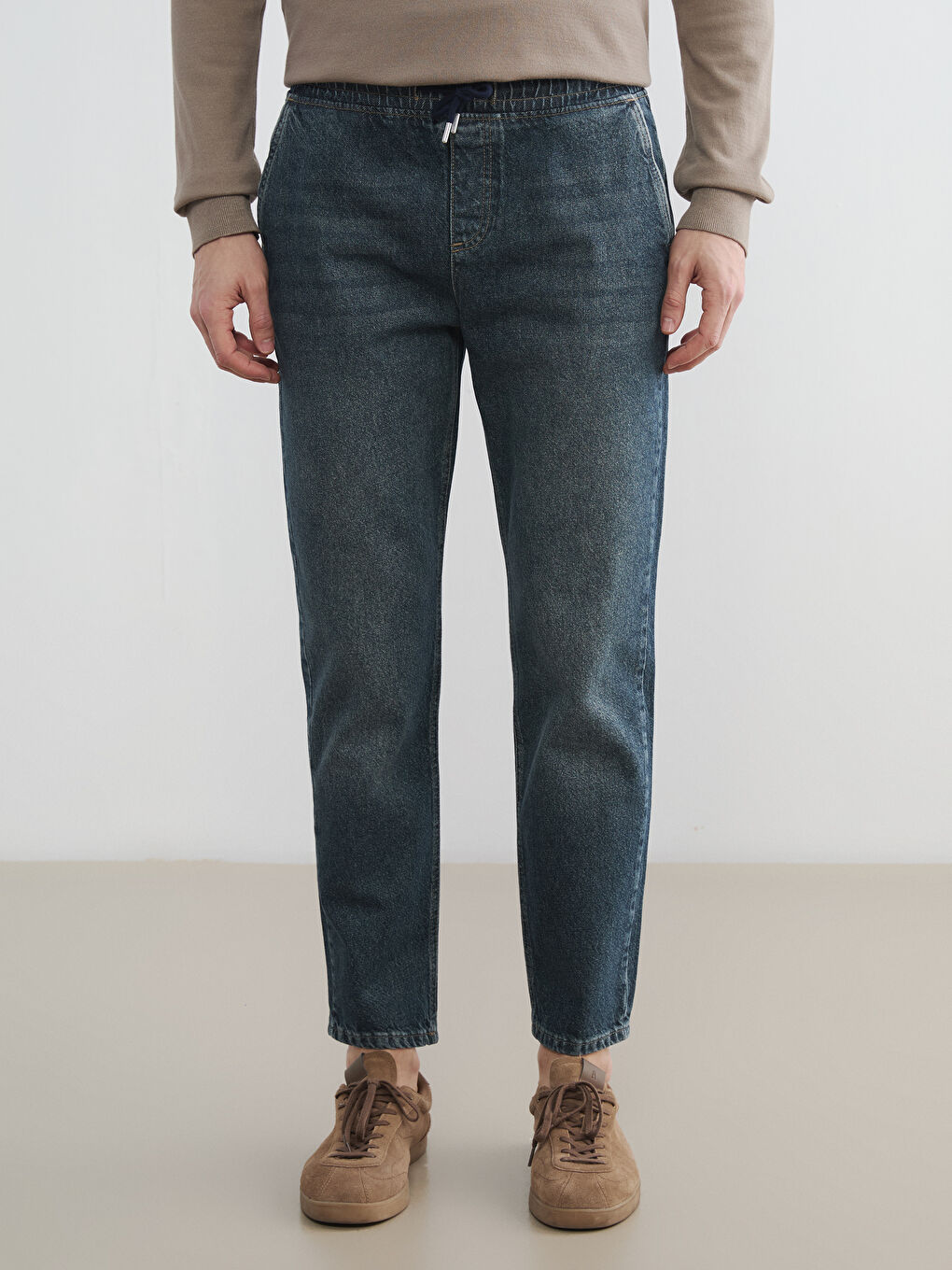 Yeşil Straight Fit Erkek Jean Pantolon-1