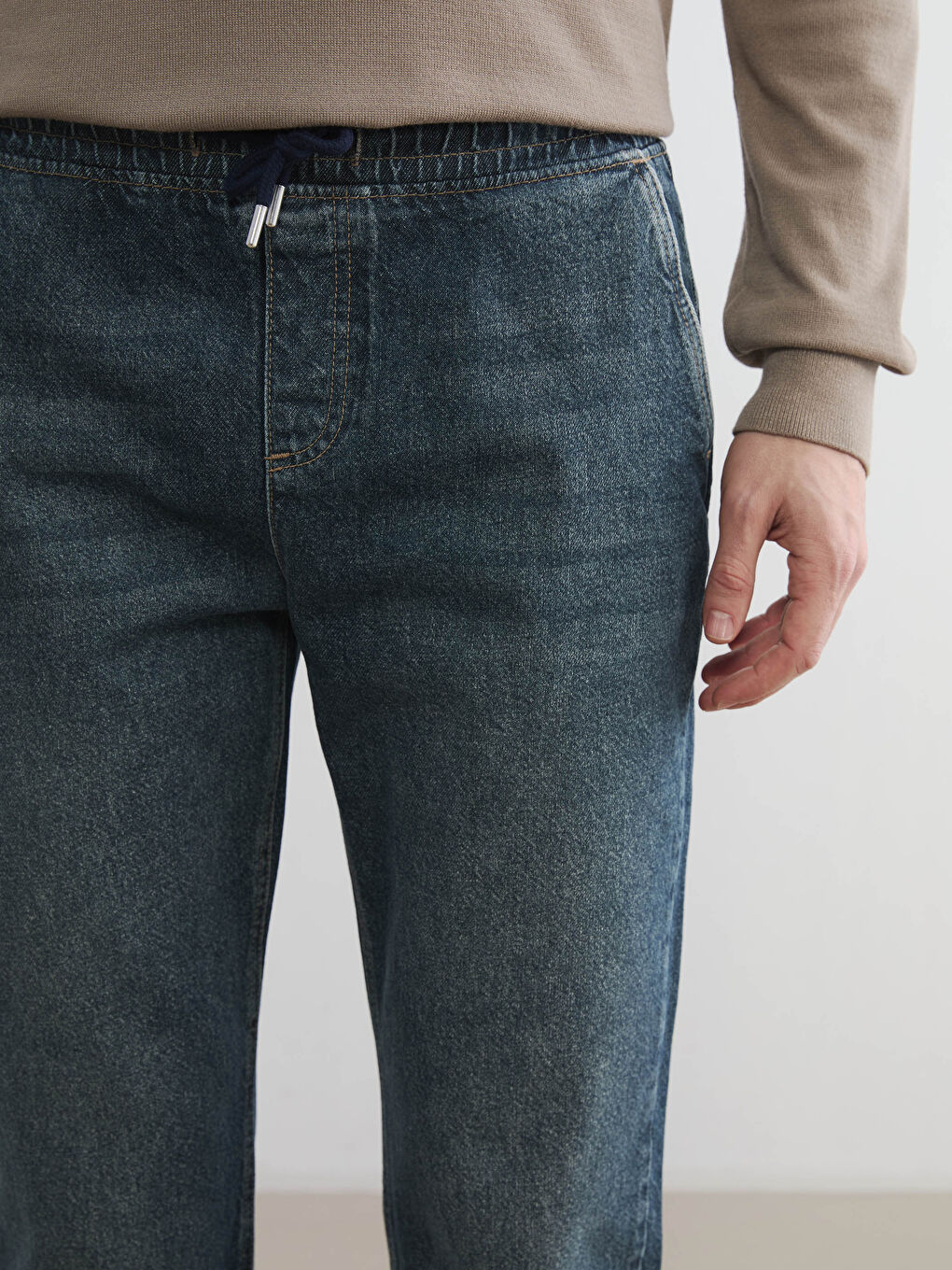 Yeşil Straight Fit Erkek Jean Pantolon-2